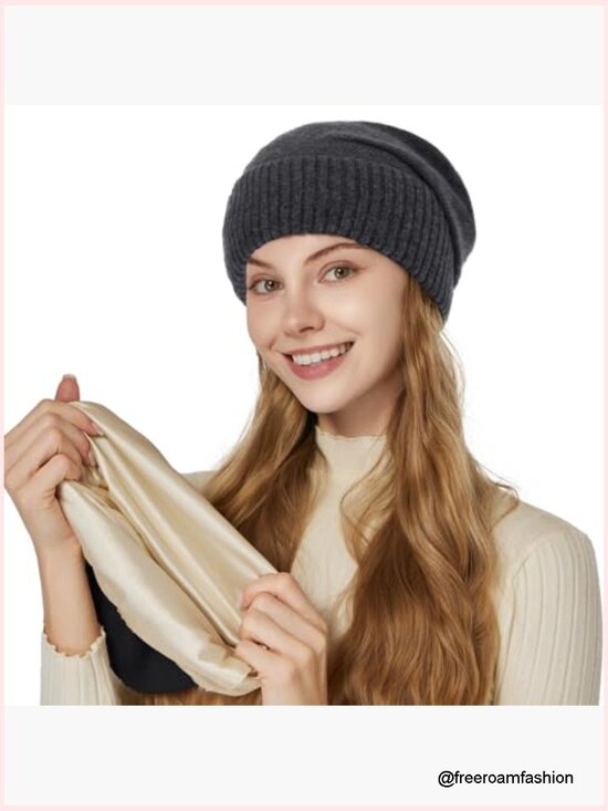 Nordstrom Wool Cashmere Textured Knit Slouchy Beanie Brown One Size NWOT Women main image 2